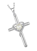 Women Pearl Necklace,925 Sterling Silver Cubic 6mm - $183.03