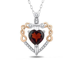 Enchanted Disney Silver with 1/10 CTTW Diamond and Garnet Evil Queen Pendant - £143.07 GBP