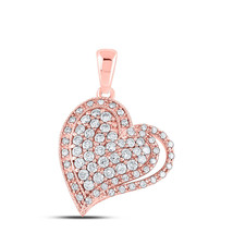 14kt Rose Gold Womens Round Diamond Heart Pendant 5/8 Cttw - £640.66 GBP