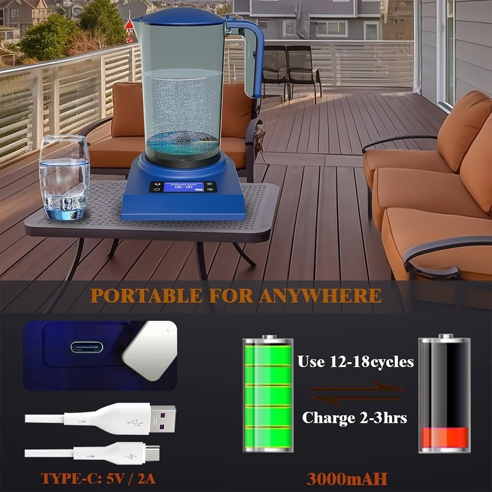 Portable Hydrogen Alkaline Water Pitcher with Automatic Activation & Modes Item image 6