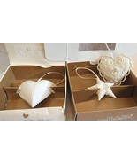 Three Margaret Furlong Ornaments Star, Hearts Theme Porcelain Bisque - £39.22 GBP