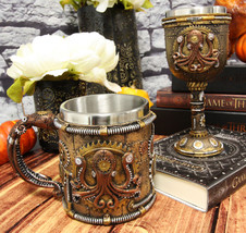 Nautical Steampunk Kraken Sea Octopus Wine Goblet Chalice And Tankard Mug Set - £48.10 GBP