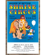 Vtg Shrine Circus Elephant Cardboard Poster Original 21.5 X 13”-Denver 1973 - €55,62 EUR
