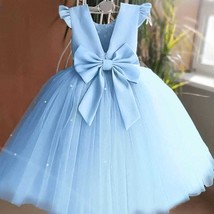 Girls Children Toddler Ruffle Sleeveless Big Bow Princess Tulle Sundress_ - £15.18 GBP