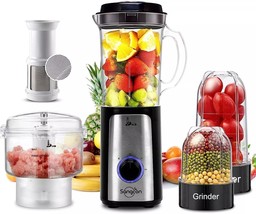 5 in 1 Blender and Food Processor Combo for 4 Cups &amp; 3 Blades Free Shipping - £35.40 GBP