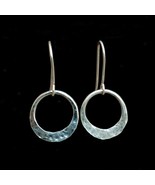 925 Sterling Silver Hoop Earrings Hammered Circle Dangle Earrings Cresce... - $810.85 MXN