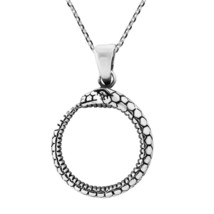 Eternal Cycle Ouroboros Serpent Sterling Silver Chain Necklace - £23.40 GBP
