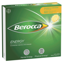 Berocca Energy Vitamin B &amp; C Orange Flavour Effervescent Tablets 60 Pack - $49.50