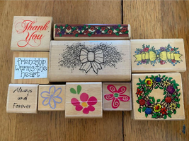 Flower Bow rubber stamp set #10 - £5.97 GBP
