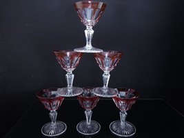 6 Antique Crystal Cut Overlay Sherry Glass Stems - £364.81 GBP