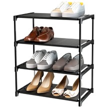 4-Tier Small Shoe Rack, Narrow Stackable Shoe Shelf Storage Organizer, Sturdy Me - £13.28 GBP