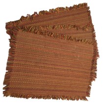 Table Placemats Woven Fringe Rectangle Basketweave Set Of 3 Amber Rust Bronze Or - £20.03 GBP