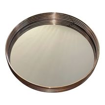 The Duel 11" Round Gold Rim Mirror Tray Decorative Table Vanity Centerpiece image 2