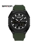 Men's Electronic Watch Sport Multifunctional Waterproof Dual Display Nig... - $35.99