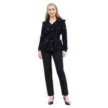 Maralyn &amp; Me Double Breasted Pea Coat Tweed Black Plaid Jacket - $367.52 MXN