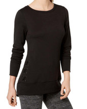 allbrand365 designer Womens Activewear Lace Up Detail Top Size XX-Large, Black - £31.90 GBP