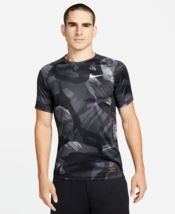 Nike Pro Dri-FIT Men&#39;s Short-Sleeve Slim Camo Top Black/Coconut Size Medium - £35.49 GBP