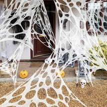 26Ft Halloween Spider Web Decoration Outdoor, Giant Stretchy Gauze Cobwebs, Pre- - £31.62 GBP