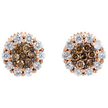 2 Ct Round Cut Brown Diamond Flower Women&#39;s Stud Earrings 14K Rose Gold ... - $49.99