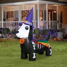 Rainbow Witch Dog Halloween Airblown Inflatable Lights Up Yard Decor 4 Feet - £39.80 GBP