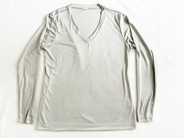 Women&#39;s Long Sleeve Pullover Light Weight V-neck Tshirt, Gray, size L - £7.06 GBP