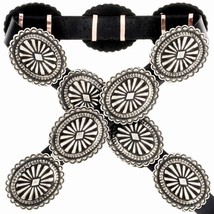 Traditional Santa Fe Style Stamped Silver Concho Belt LRG, Navajo Joey McCray - £456.14 GBP