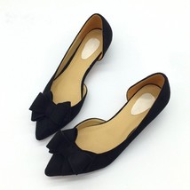 Sexy Pointed Toe Women&#39;s D&#39;Orsay Low Heels Pumps Flock Bowtie Slip On Female Low - £35.99 GBP
