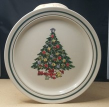 Christmas Tree Stoneware Replacment 10&quot; Dinner Plate Holiday Green Line - £7.75 GBP