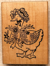PSX Mother Goose Or Duck Rubber Stamp, Bonnet Flowers Bow, F-627 - NEW VTG - £6.24 GBP