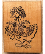 PSX Mother Goose Or Duck Rubber Stamp, Bonnet Flowers Bow, F-627 - NEW VTG - £6.25 GBP