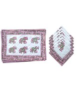 Hand Block 100% Cotton Indian Style Theme Dining Table Mats and Napkins ... - $47.27 CAD
