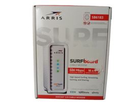 ARRIS SB6183 686 Mbps Cable Modem, White - 59243200300 with cables - £7.75 GBP