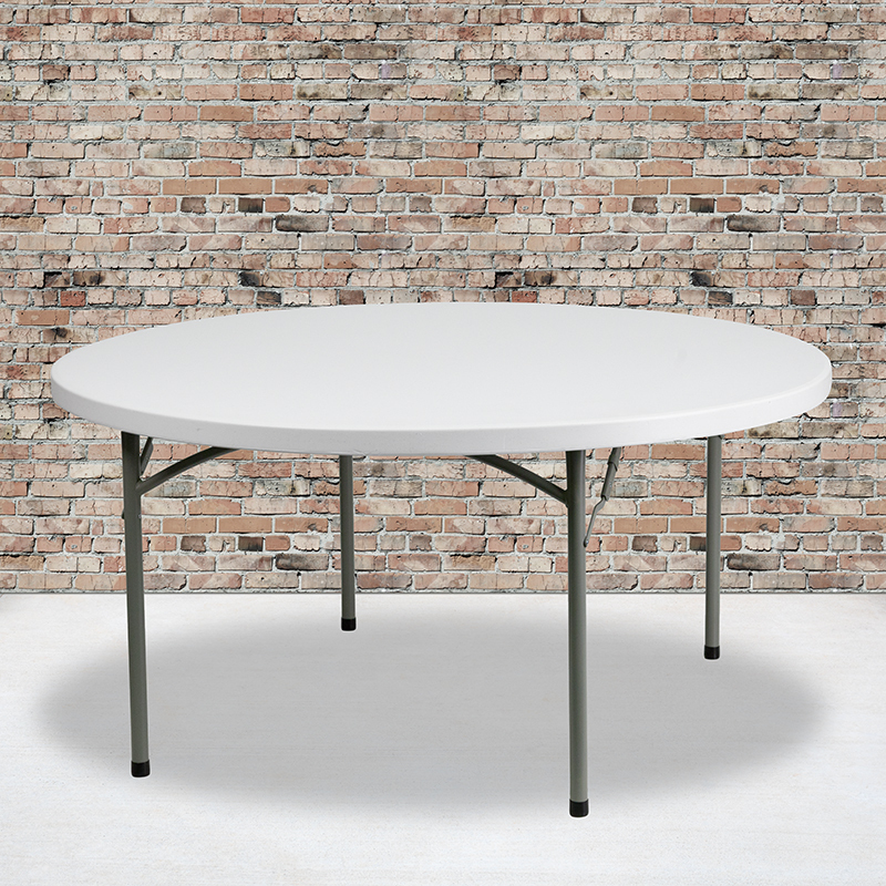 60RD White Plastic Fold Table DAD-YCZ-152R-GW-GG