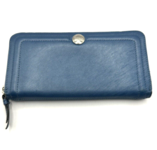 COACH Wallet Leather Blue Silver Tone Double Zipper Wallet 7&quot; x 4&quot; Vintage GREAT - £34.02 GBP