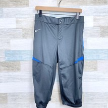 NIKE Dri-Fit Cropped Softball Pants Gray Blue Pockets Baseball Womens Me... - $29.69