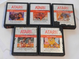 Lot of 5 Atari 2600 Game Cartridges: Ms. Pac-Man, Tennis, Football, Soccer &amp; ET - £24.65 GBP