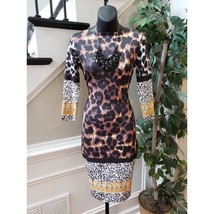 Goodtime Bodycon Dress Women M Multicolor Polyester Animal Print Midi Sl... - $0.99