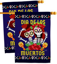 Dia De Los Muertos Pair - Impressions Decorative 2 pcs House Flags Pack HP137246 - £47.93 GBP