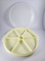 Tupperware 405  7 Compartment Tray Pale Yellow 12&quot; Round Base 224 Sheer Lid - £7.77 GBP