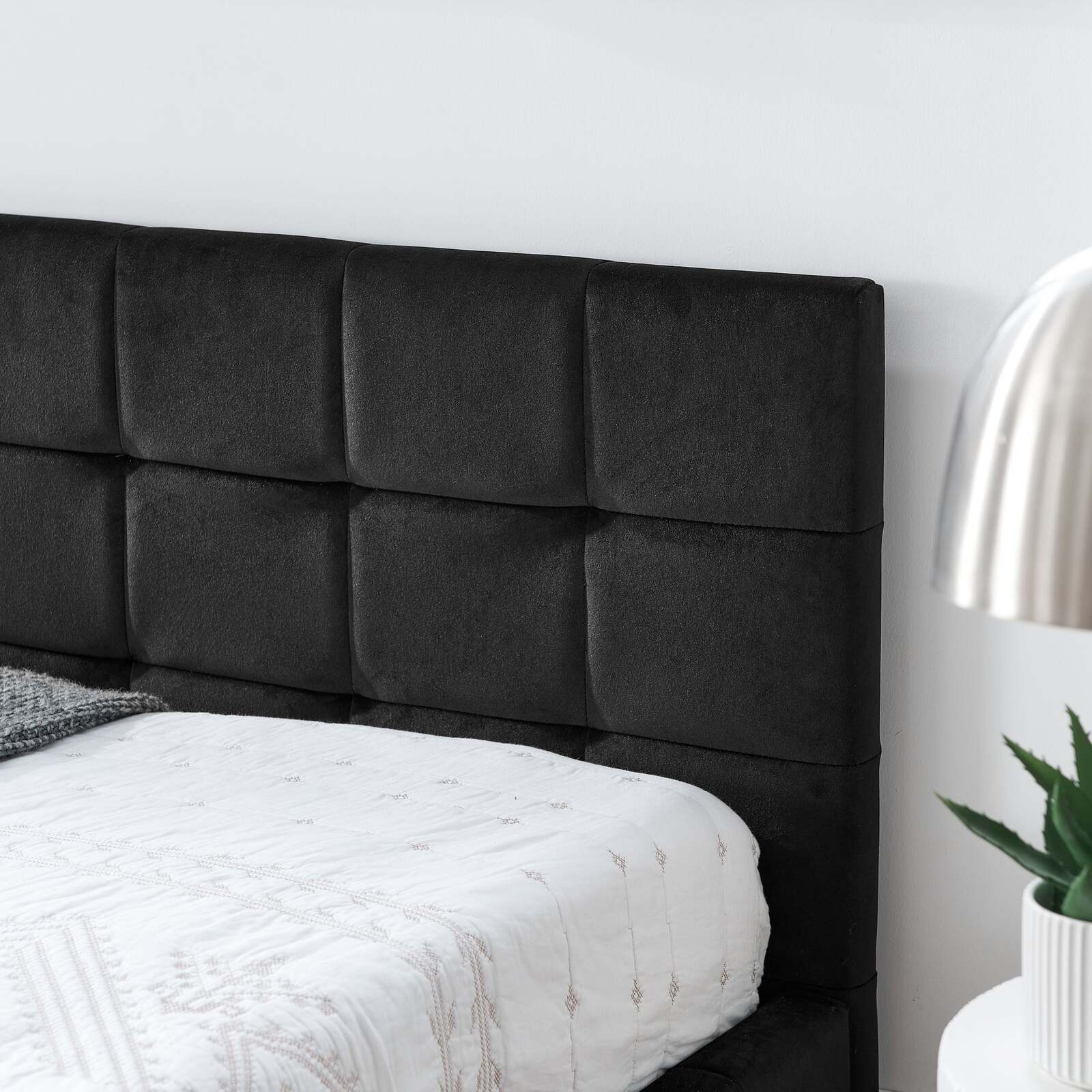 Full Size Upholstered Tufted Bed Frame Velvet Black Sofa Item image 7