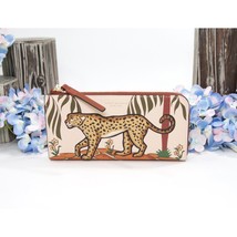 Tory Burch Perry Cheetah Leopard Applique Leather Clutch Wallet NWT - £236.73 GBP