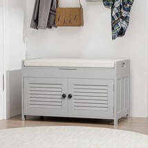 Grey Hidden Shoe Bench With Storage For Entryway, Hallway, And Mudroom; Knowlife - $194.99