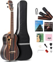 26 Inch All Blackwood Tenor Acoustic Electric Ukulele With Truss, And Sh... - £102.24 GBP