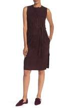 NWT VINCE 4 brown lambskin buttersoft suede leather midi dress v-neck knee $995 - £309.18 GBP