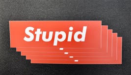 Red STUPID Box Sticker 5-Piece Set Logo Vinyl Decal - £5.98 GBP