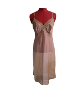 Vanity Fair nude brown sheer lace slip size 34 floral lingerie polyester... - $9.00