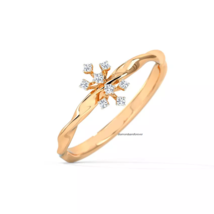 Elegant Twisted Band With Snowflake Design In 14K Rose Gold &amp; Moissanite Ring - £972.14 GBP