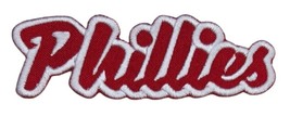 Phillies Text  Embroidered Applique Iron On Patch Various Sizes Customize - $133.42 MXN+