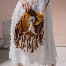 Pie gypsy brown fringe bag for women 2020 vintage crossbody bohemian frosted pu leather thumb200