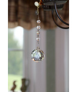 Original Vintage Faceted Crystal Glass Ball Prism Drop Pendant For Chand... - $29.59